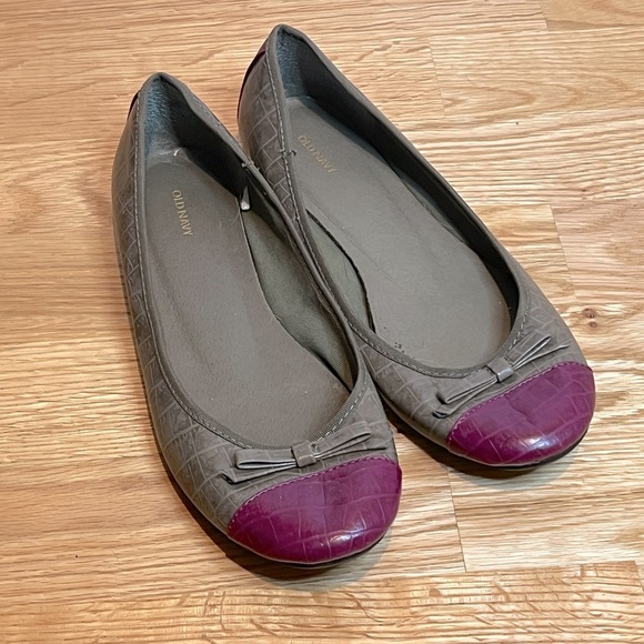 Old Navy Magenta and Grey Flats Size 8 - Picture 1 of 10